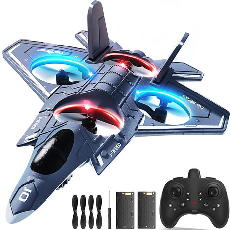 BehooToys Foam Remote Control Airplanes RC Planes for Kids Adults 14+, RC Airplane Fighter Jet with Light, 360° Flip Fighter Jet Toys, Stunt Roll, Airplane Toy Gifts for Kids Boys