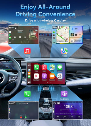 Wireless CarPlay Adapter for iPhone 2025 Upgraded, for Apple CarPlay Wireless Adapter, Plug and Play, Convert Wired Carplay to Mini Wireless CarPlay for iOS 10+