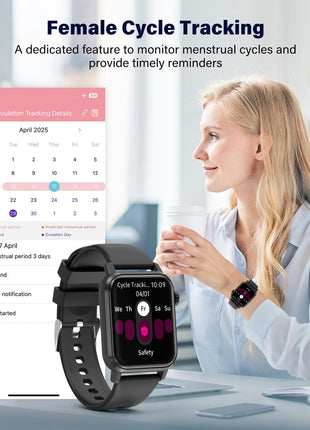 kececo Smart Watch, 1.85" HD Display, 3D Dynamic Dial, 60Hz High Refresh, Bluetooth Calling, LED Flashlight, 100+ Sports Modes (Black)