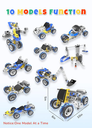 STEM Toys for 5 6 7 8+ Year Old Boy, 10 in 1 Electric Building Toys for Kids Ages 4-8 5-7 6-8, Educational Racing Construction Science Kit for Boys 4-6 8-10, Creative Activities Holiday Birthday Gift