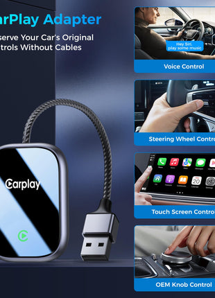 2025 Upgraded Wireless CarPlay Adapter for Apple iPhone, Converts Wired to Wireless Car Play Adapter, Auto Connect, Mini Size, Compatible with Cars from 2016 & iOS 10+