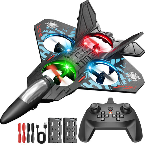 BehooToys oRemote Control Airplane RC Plane Drones for Kids 8-12 Boys Adult Flying Foam Air Plane Toy for Beginner with Stable Hovering,6-axis Gyro,360° Flips,Circle Fly,LED Light,Low Battery Alarm,2.4Ghz