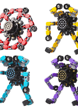 Transformable Fidget Spinners 4 Pcs for Kids and Adults Stress Relief Sensory Toys for Boys and Girls Fingertip Gyros for Party Favors Stocking Stuffers Bulk for Kids