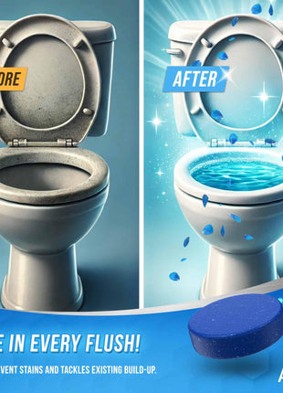 ACTIVE Automatic Toilet Bowl Cleaner Tablets Blue Gel Toilet Tank Cleaners, Septic-Safe Hard Water Ring Stain Remover, Smell Eliminator Heavy Duty Toilet Cleaning & Deodorizer, Fresh Scent - 12 Tabs