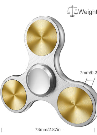 ATESSON Fidget Spinner Toy Ultra Durable Stainless Steel Bearing High Speed Precision Metal Material Hand Spinner Focus Anxiety Stress Relief Boredom Killing Time Toys Silver