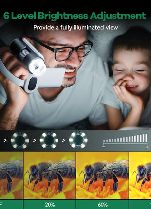 Hideal HP20 IPS Microscope for Kids: [3-in-1] [Easy and Fun] 2" Portable Handheld Microscope Miniscope, Pocket Mini Scope Educational Science Kit, Christmas Birthday Gifts for Kids, 32GB, White