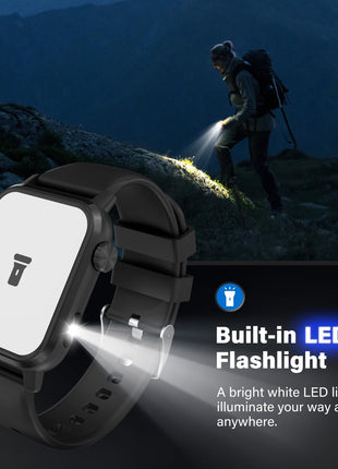 kececo Smart Watch, 1.85" HD Display, 3D Dynamic Dial, 60Hz High Refresh, Bluetooth Calling, LED Flashlight, 100+ Sports Modes (Black)