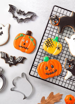 Halloween Cookie Cutters Set - 12 Pieces Stainless Steel Halloween Cookie Cutters Shape,Pumpkin, Ghost, Bat and Cat Cookie Cutter Shapes for Halloween Food Party Decorations