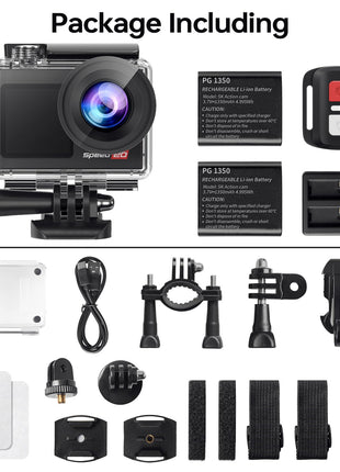 Action Camera 4K 60FPS with Touch Screen 20MP Waterproof Camera Underwater 131FT with EIS for Snorkeling Helmet Bike 170° Wide Angle Remote WiFi 5XZoom