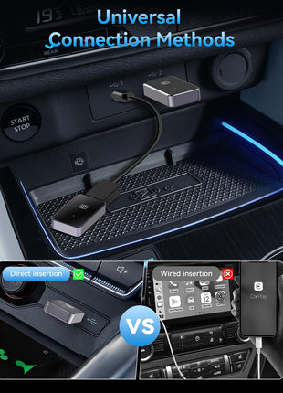 Wireless CarPlay Adapter for iPhone 2025 Upgraded, for Apple CarPlay Wireless Adapter, Plug and Play, Convert Wired Carplay to Mini Wireless CarPlay for iOS 10+