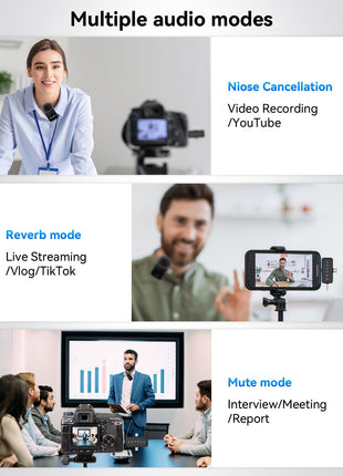 PQRQP 3-in-1 Mini Microphone for iPhone/Android/Camera, Hi-Fi Audio, 48kHz/24-bit, Wireless Microphones, 328ft Range, 20H Battery, Lapel Mic with Noise Reduction for Live Streaming, TikTok, YouTube