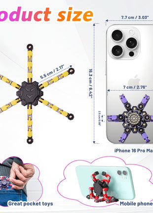 Transformable Fidget Spinners 4 Pcs for Kids and Adults Stress Relief Sensory Toys for Boys and Girls Fingertip Gyros for Party Favors Stocking Stuffers Bulk for Kids