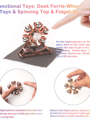 Desk-Fidget-Toys for Ferris-Wheels-Spinner: Metal Kinetic-Spinner 4mins, Cool-Gadgets for Kid Children Teen Adult EDC-Toy, ADHD Tools Cool-Stuff Stress Relief for Office Home School Christmas