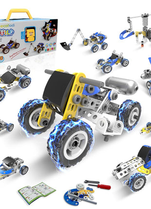 STEM Toys for 5 6 7 8+ Year Old Boy, 10 in 1 Electric Building Toys for Kids Ages 4-8 5-7 6-8, Educational Racing Construction Science Kit for Boys 4-6 8-10, Creative Activities Holiday Birthday Gift