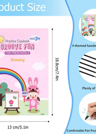 Handwriting Book Practice for Kids,Reusable Grooved Handwriting Workbooks,Writing Practice for Kids Ages 3-5