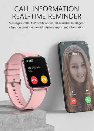 Smart Fitness Tracker Watch for Android/Ios - IP68, Heart Rate/Blood Oxygen/Sleep Monitoring, 8 Sports Modes, Breath Training, Weather Updates - 1.69-Inch Display for Men and Women (Rose Gold)