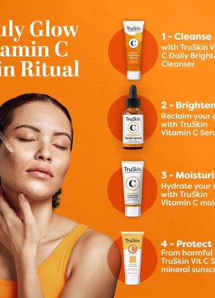 TruSkin Vitamin C Serum For Face – Anti Aging Face Serum with Vitamin C, Hyaluronic Acid, Vitamin E – Brightening Formula – Improve Appearance of Dark Spots, Tone, Fine Lines & Wrinkles, 1 Fl Oz