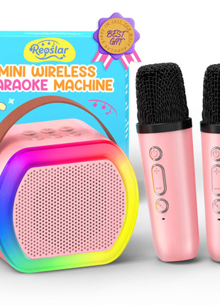 Reoslar Mini Karaoke Machine with 2 Wireless Microphones,2025 TOP Kids Portable Karaoke Machine for 3, 4, 5, 6, 7, 8, 9,10,11,12+Year Old, Best Birthday Christmas Toy Gift-Kids' Instrument