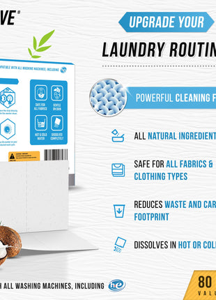 Laundry Detergent Sheets Eco Washing Strips - 80 Loads, Liquidless Fresh Scented Clothes Washer Sheet, Zero Waste Travel Laundry Strip, Dissolvable Space Saving Sheets for HE - Linen Scent