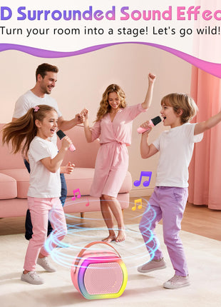 Reoslar Mini Karaoke Machine with 2 Wireless Microphones,2025 TOP Kids Portable Karaoke Machine for 3, 4, 5, 6, 7, 8, 9,10,11,12+Year Old, Best Birthday Christmas Toy Gift-Kids' Instrument