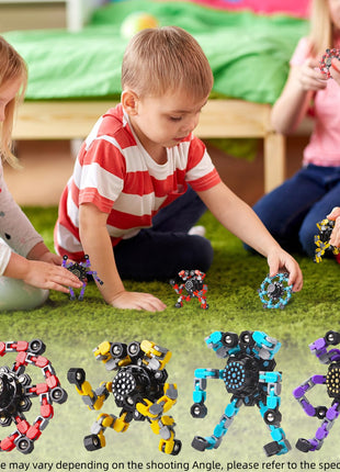 Transformable Fidget Spinners 4 Pcs for Kids and Adults Stress Relief Sensory Toys for Boys and Girls Fingertip Gyros for Party Favors Stocking Stuffers Bulk for Kids