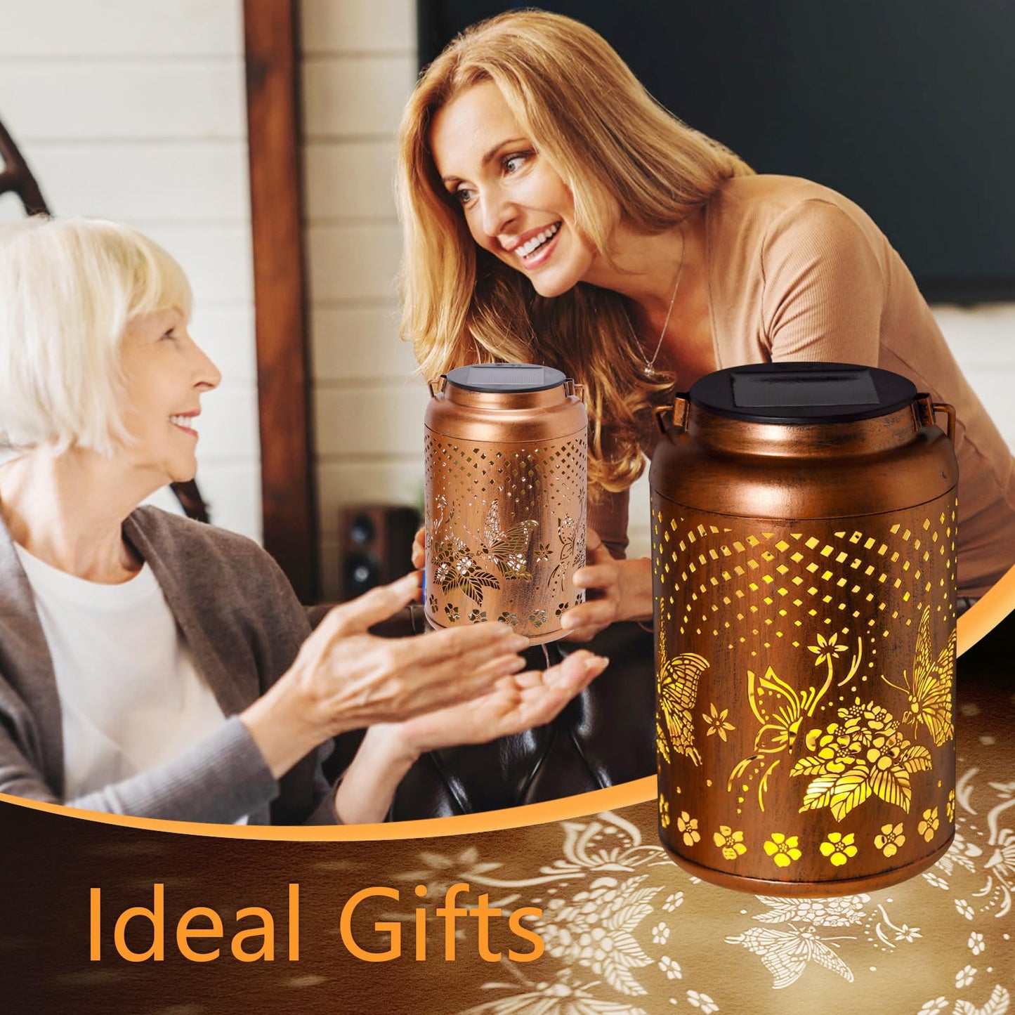 Butterfly Solar Lanterns Outdoor Waterproof, Garden Decor Hanging Solar Lights Gifts for Women Mom Grandma, Metal Garden Decorative Lights for Yard, Backyard, Patio, Porch