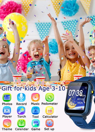 Cosjoype Kids Game Smart Watch for Kids with 24 Puzzle Games HD Touch Screen Camera Music Player Pedometer Alarm Clock Calculator Flashlight 12/24hr Kid Watch Gift for 4-12 Year Old Boys Toys for Kid