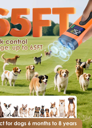 ZUIBAS Dog Bark Deterrent Device – 65FT Range Anti Barking Device for Dogs, Stops Neighbor’s Dog Barking with 3 Ultrasonic Frequencies (25/30/40kHz) & 5 Sound Modes, for Indoor & Outdoor Training