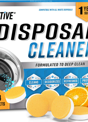 Garbage Disposal Cleaner Deodorizer Tablets - 24 Pack, New Powerful XL Foaming Tablet - Fresh Citrus Foam Sink Garburator Disposer Freshener, Natural Kitchen Drain Cleaning Care - 1 Year Supply