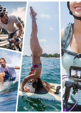 Action Camera 4K 60FPS with Touch Screen 20MP Waterproof Camera Underwater 131FT with EIS for Snorkeling Helmet Bike 170° Wide Angle Remote WiFi 5XZoom