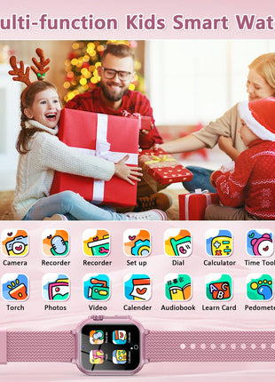 Kids Smart Watch for Girls Ages 6-12 with 32 Games, Touch Screen, Camera, Video/Audio Recording, Music Player, Alarm Clock, Calendar - Christmas Birthday Gifts Toys for Girls Boys (Pink)