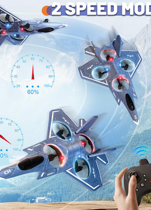 BehooToys Foam Remote Control Airplanes RC Planes for Kids Adults 14+, RC Airplane Fighter Jet with Light, 360° Flip Fighter Jet Toys, Stunt Roll, Airplane Toy Gifts for Kids Boys