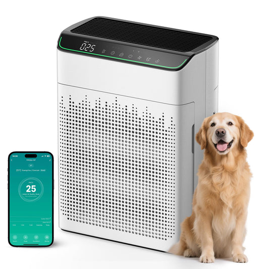 FLANUR Air Purifiers for Home Large Room Up to 1690 ft² Double-sided Air Inlet Smart WiFi Alexa Compatible PM 2.5 Air Quality Monitor for Smoke and Odor 23dB Quiet 1 Pack+2 Pack HEPA Filters White