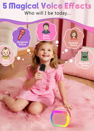 Reoslar Mini Karaoke Machine with 2 Wireless Microphones,2025 TOP Kids Portable Karaoke Machine for 3, 4, 5, 6, 7, 8, 9,10,11,12+Year Old, Best Birthday Christmas Toy Gift-Kids' Instrument