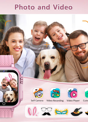 Kids Smart Watch for Girls Ages 6-12 with 32 Games, Touch Screen, Camera, Video/Audio Recording, Music Player, Alarm Clock, Calendar - Christmas Birthday Gifts Toys for Girls Boys (Pink)