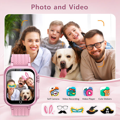 Kids Smart Watch for Girls Ages 6-12 with 32 Games, Touch Screen, Camera, Video/Audio Recording, Music Player, Alarm Clock, Calendar - Christmas Birthday Gifts Toys for Girls Boys (Pink)
