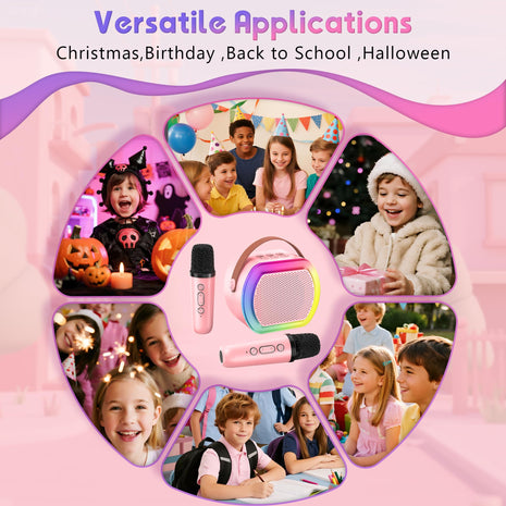 Reoslar Mini Karaoke Machine with 2 Wireless Microphones,2025 TOP Kids Portable Karaoke Machine for 3, 4, 5, 6, 7, 8, 9,10,11,12+Year Old, Best Birthday Christmas Toy Gift-Kids' Instrument