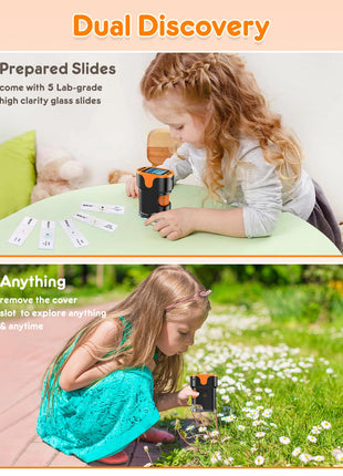1000X Handheld Microscope for Kids 4K 2.0" Screen Rechargeable Mini Pocket Digital Microscopes w/Slides Kit Portable Edu Gift Age 4-6 8-12 Children Students