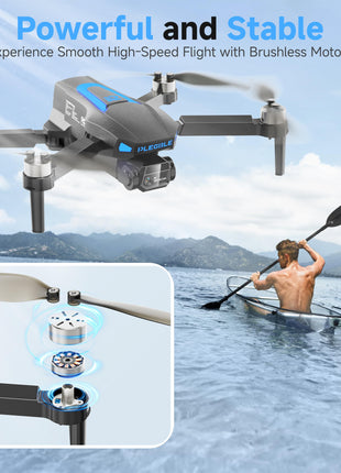 PLEGBLE Drones with Camera for Adults 4K, Brushless Motor Drone for Kids Beginners, FPV Foldable RC Quadcopter with 3 Batteries, 45 Mins Long Flight Time, Beyond-Range Loss Alert, Toys Gifts for Men Boys