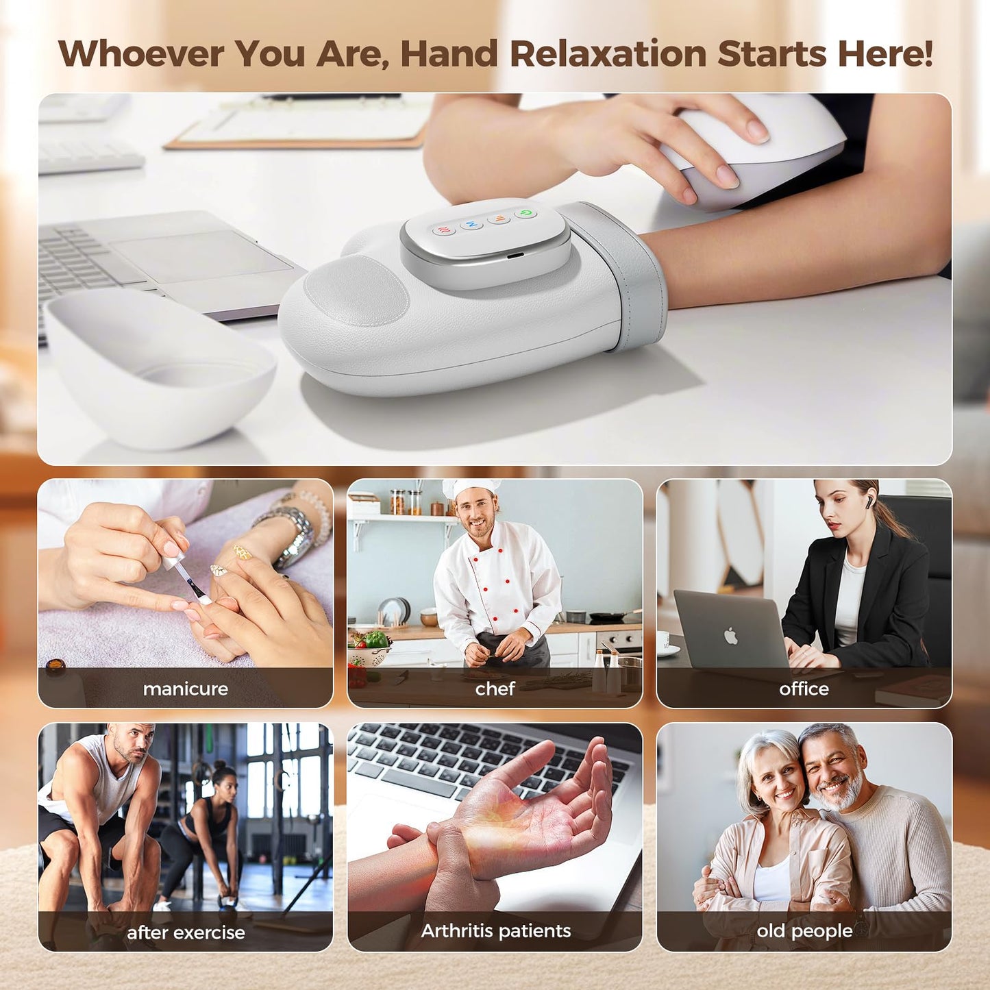 Estefanlo Hand-Massager with Heat-and-Compression -3 Massage Modes & 3 Heat Settings & 5 Compression Models for Carpal-Tunnel-Relief, Hand-Massager-Arthritis-and-Muscle-Relaxation - Gift for Men/Women