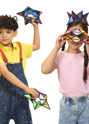 BehooToys TOSY Magnet Pyramid Stone - 1 Cube Transforms into 1 Billion Shapes, 14 pcs (12 Puzzle pcs and 2 Accessories), 243 Rare Earth Magnets, Holographic Design Magnet Tiles Creative Puzzle STEM/STEAM Toy