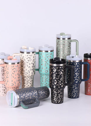 40 Oz Tumbler With Handle Straw Insulated, Stainless Steel Spill Proof Vacuum Coffee Cup Tumbler With Lid Tapered Mug Gifts For Valentine Lover Suitable For Car Gym Office Travel