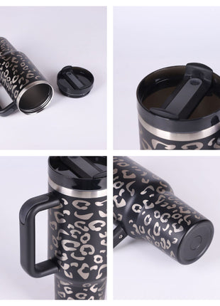 40 Oz Tumbler With Handle Straw Insulated, Stainless Steel Spill Proof Vacuum Coffee Cup Tumbler With Lid Tapered Mug Gifts For Valentine Lover Suitable For Car Gym Office Travel