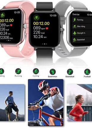 Smart Fitness Tracker Watch for Android/Ios - IP68, Heart Rate/Blood Oxygen/Sleep Monitoring, 8 Sports Modes, Breath Training, Weather Updates - 1.69-Inch Display for Men and Women (Rose Gold)